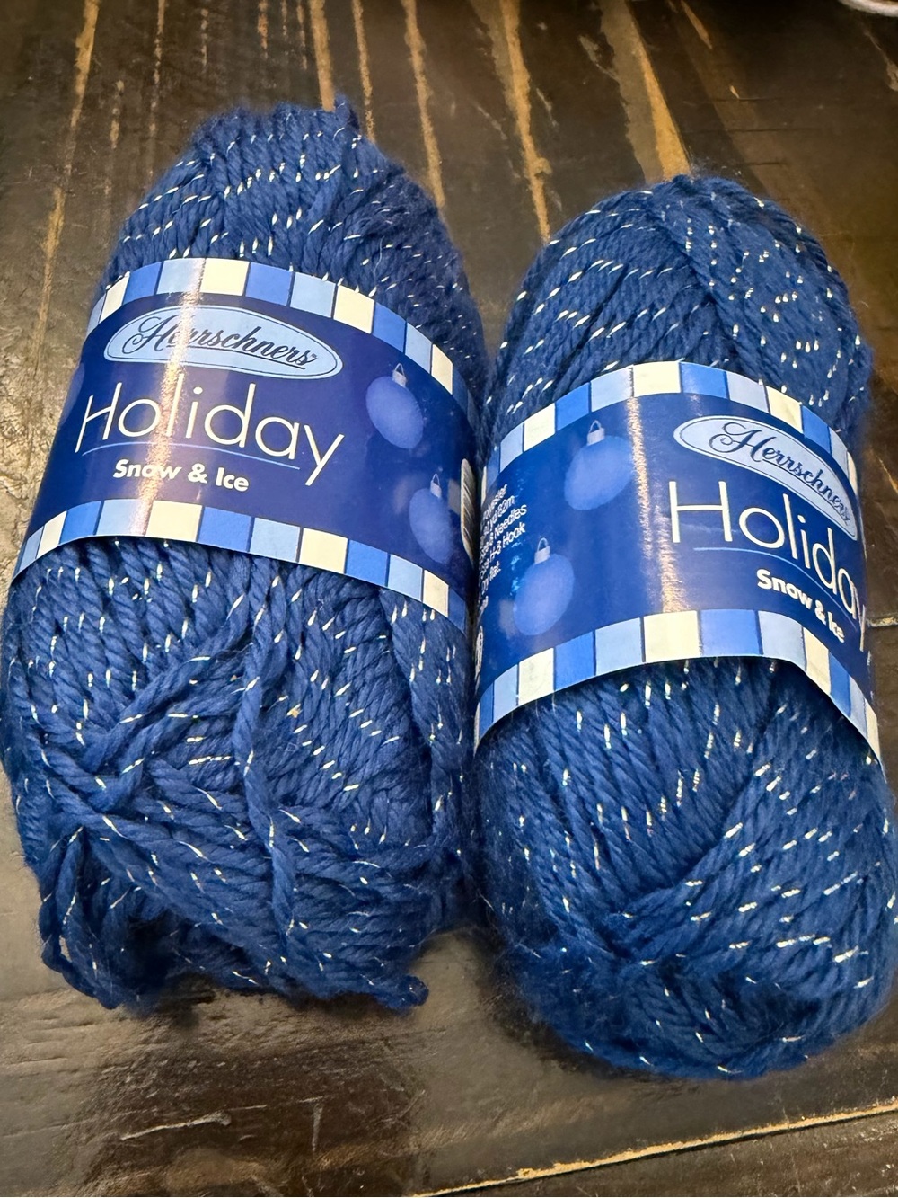 Herrschners Yarn Holiday Collection Blue White Snow & Ice Lot of 2 100 yds each